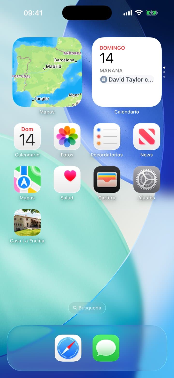 La guía instalada en la pantalla de inicio del huésped, con el icono de Casa La Encina
